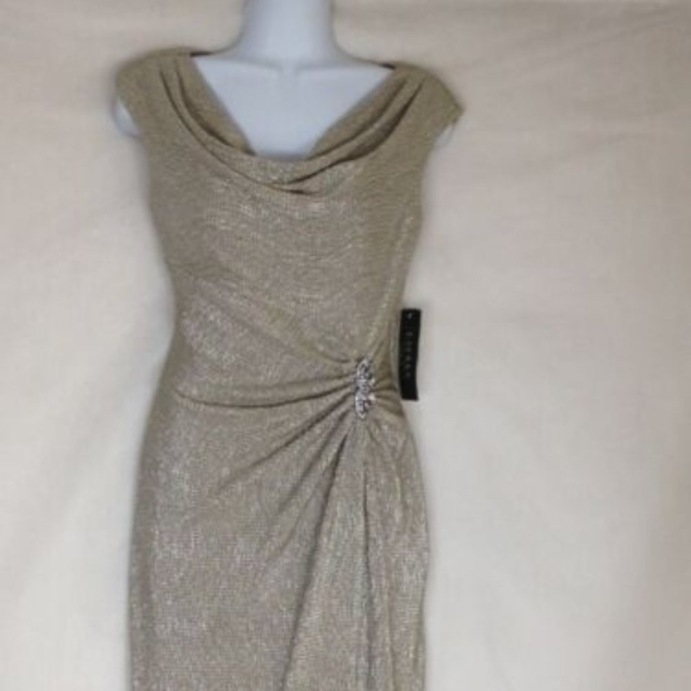 Lauren Ralph Lauren Lined Evening Dress White Gold